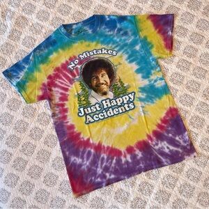 BOB ROSS tie-dye T-Shirt Tee Shirt No Mistakes Just Happy Accidents size Medium